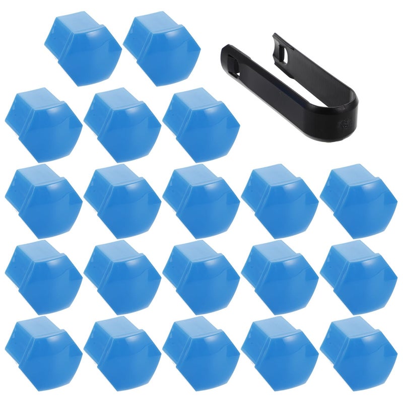 Universal Blue 19mm Wheel Nut Covers 20pcs with Black Clips Hub Rim Protector - Image 2