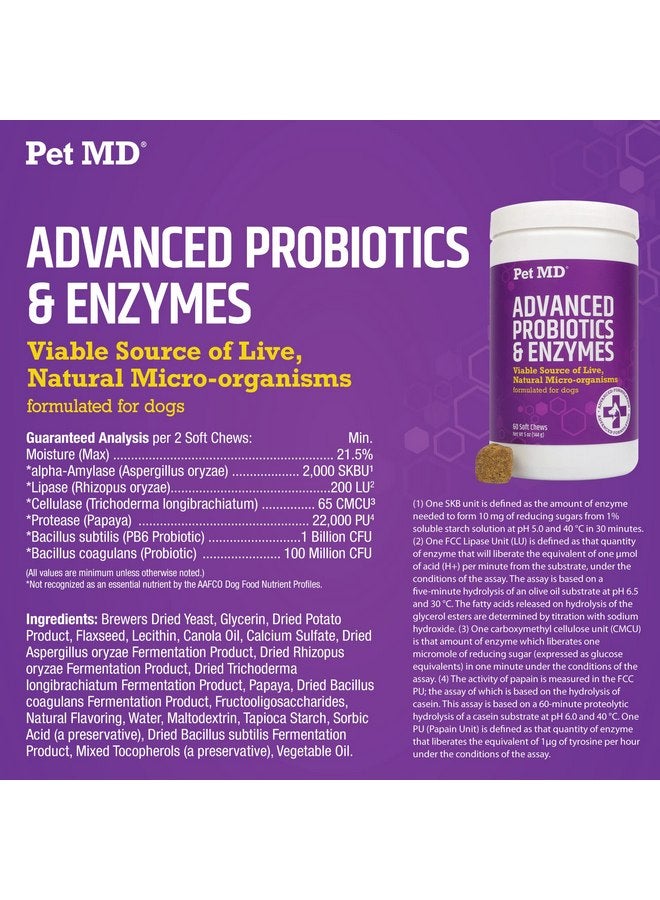 بيت إم دي Pet MD Probiotics & Enzymes for Dogs - Gut Health Chews with Prebiotics - Digestive Aid for Dogs with Upstamp Stomach, Diarrhea, Constipation, or Gas - Functional Probiotics for Dogs - 60 ct - Image 5