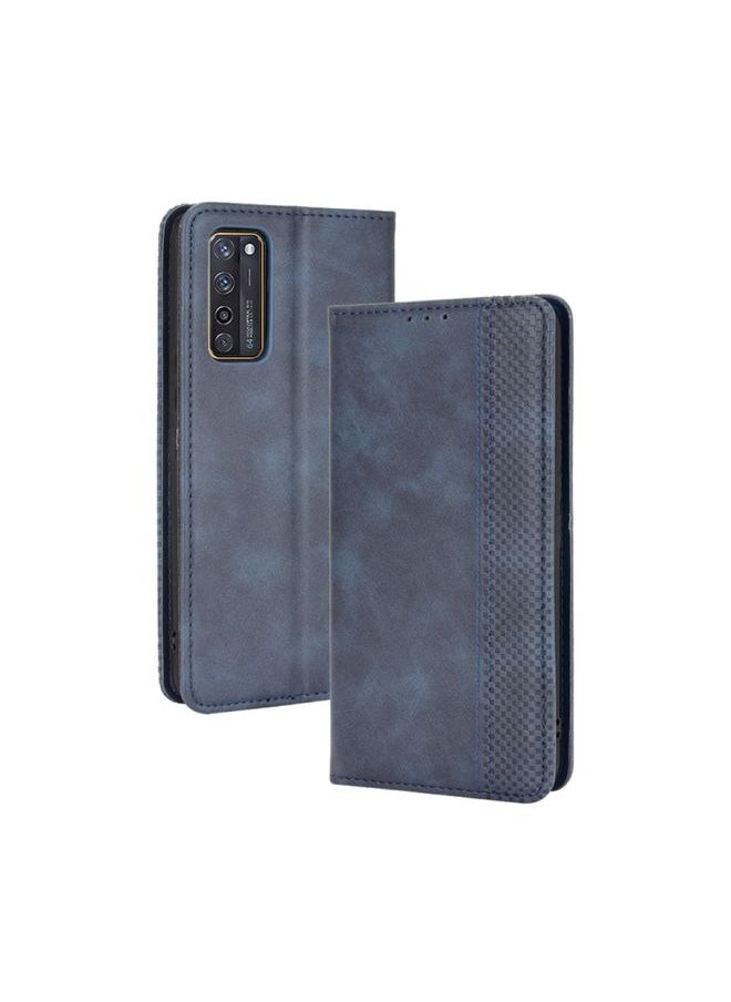 HuHa Case Cover For ZTE Axon 20 5G / Axon 20 4G Magnetic Buckle Retro Crazy Horse Texture Horizontal Flip Leather Case with Holder & Card Slots & Photo Frame(Blue) 
