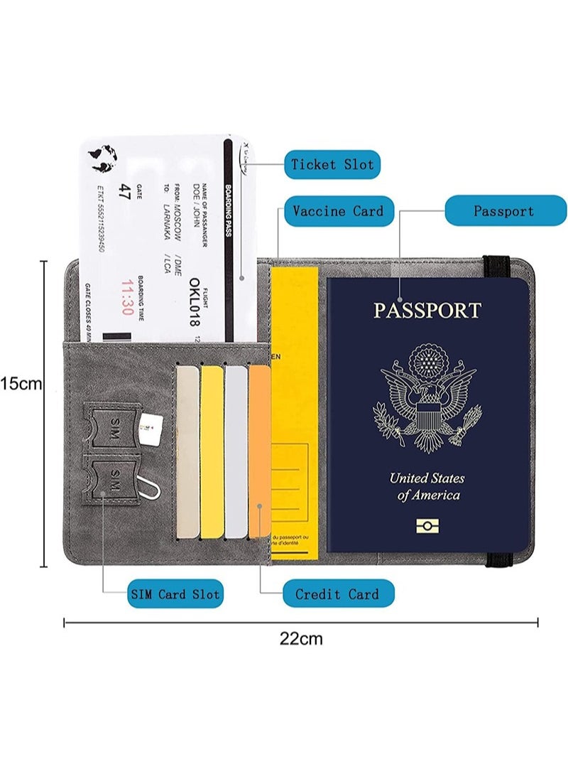 Aikanbo Passport Holder, PU Leather RFID Travel Wallet Organizer, Passport Holder, Business Cards, Credit Cards, Boarding Passes  - Image 3