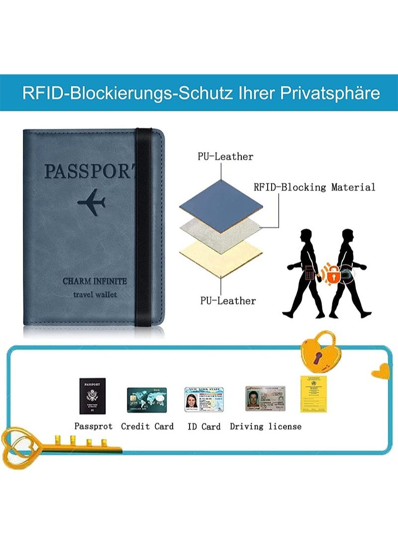 Aikanbo Passport Holder, PU Leather RFID Travel Wallet Organizer, Passport Holder, Business Cards, Credit Cards, Boarding Passes  - Image 2