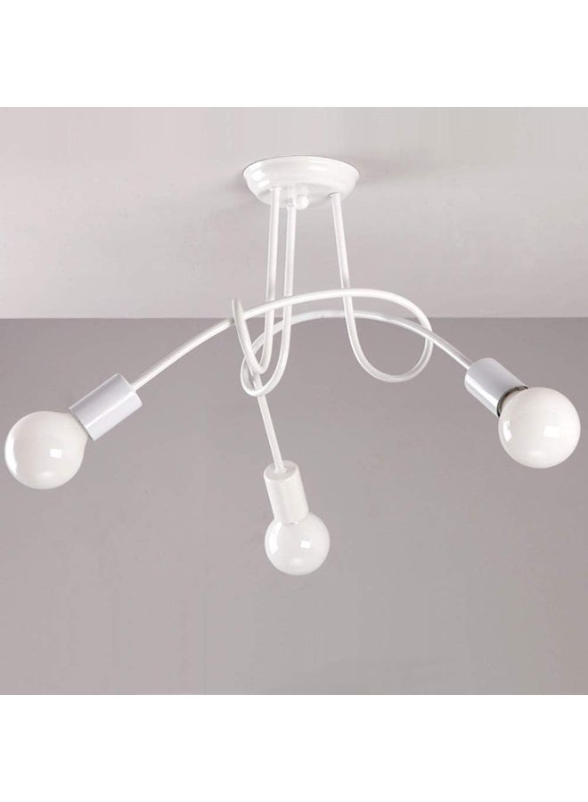Industrial Retro Metal Ceiling Light Shade E27 Modern Pendant Light for Living Room, Bedroom, Dining Room (White, 3 Lamps) Without Bulbs - Image 2