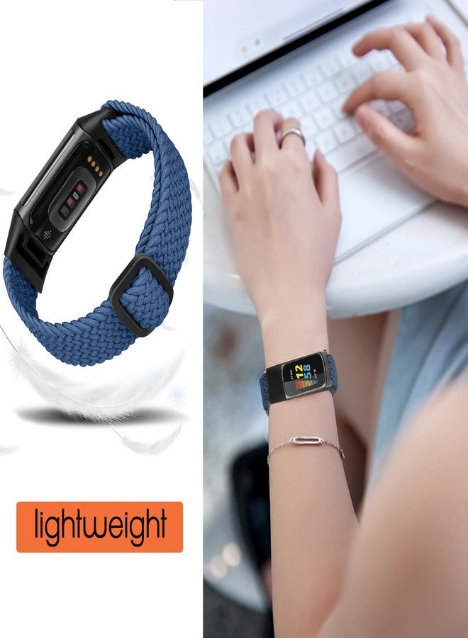 ShuYo Braided Stretchy Solo Loop Bands Compatible With Fitbit Charge 5/6 (3 Pack) - Nylon Elastic Straps Wristbands for Women/Men - Image 3