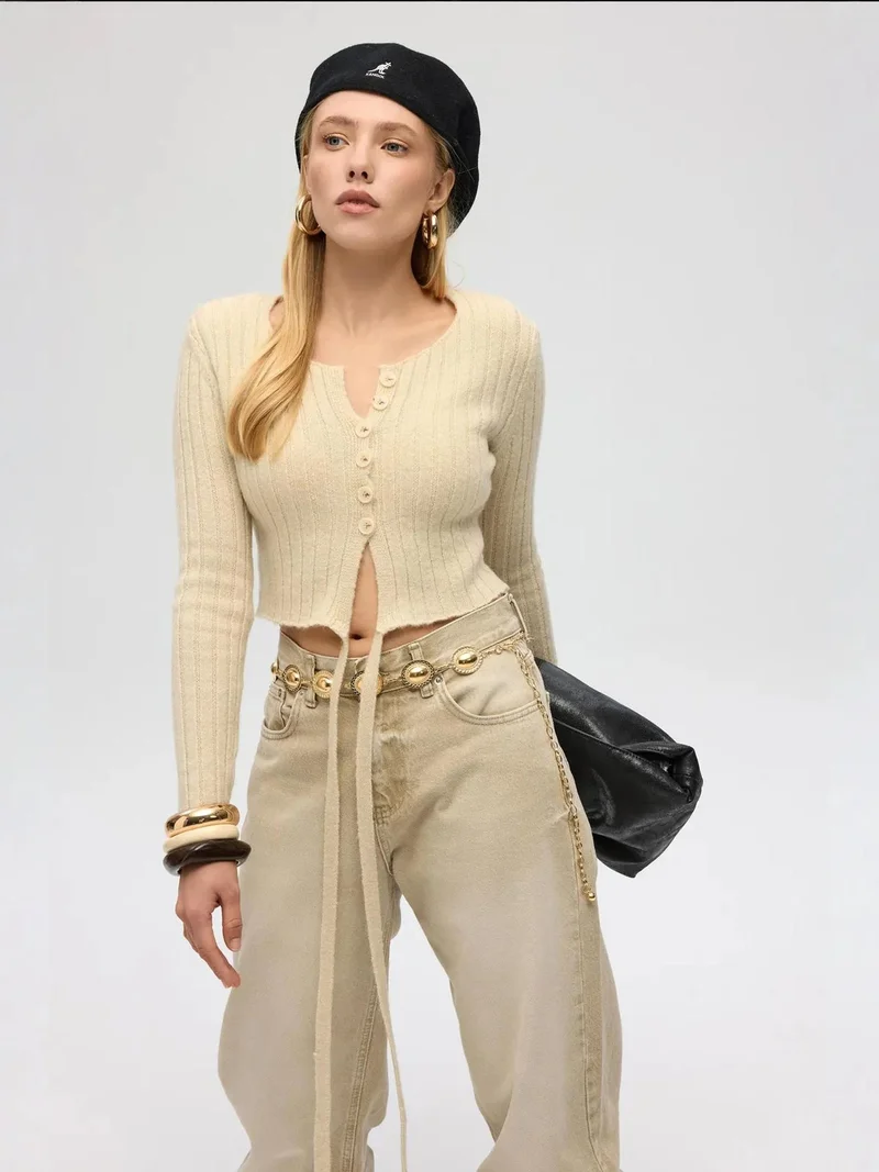 Mai Collection MAI STUDIOS Isador Padded Crop Knitwear Cardigan