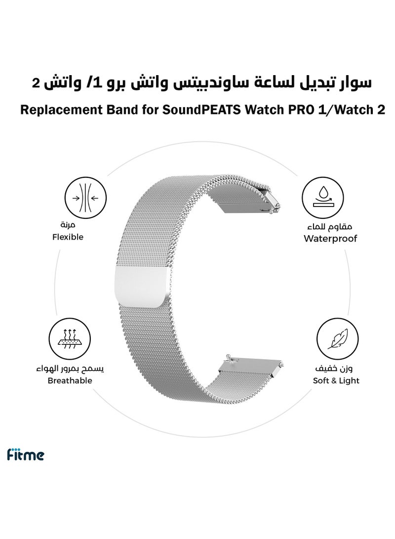 فيت مي سوار تبديل ستاينلس ستيل لساعات ساوندبيتس واتش برو 1 / واتش 2 / واتش 4 (22 مم) - Image 1