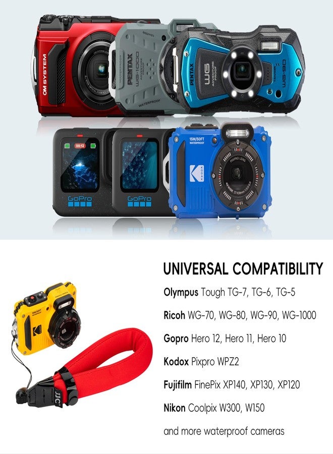 JJC Waterproof Camera Floating Wrist Strap for Olympus Tough TG-7 TG-6 TG-5 Kodak Pixpro WPZ2 Pentax WG-90 Fujifilm FinePix XP140 XP130 Nikon Coolpix W300 W150 Gopro Hero 13 12 11-Red - Image 4