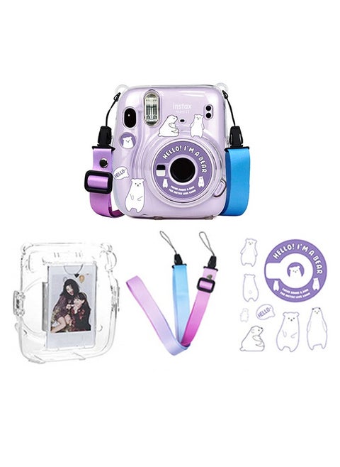 Hard Case For Fujifilm Instax Mini 11 Instant Camera With Adjustable Strap Clear