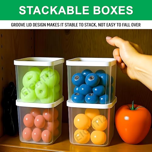 Eightiz Fridge Storage Boxes (Pack of 8) Freezer & Refrigerator Organizer Containers Kitchen Storage Container Set Kitchen Accessories Items for Home 800 ml Food Storage Box, Plastic, White - Image 4