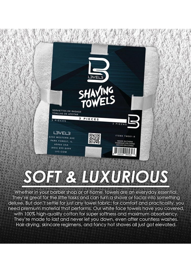 L3VEL3 Level 3 Face Towels - Barber and Salon Hair Stylist White Cotton Cloth - Soft, Light and Absorbent White - Image 3