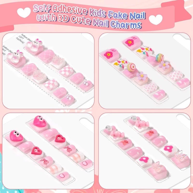 Thrilez Mini Press on Nails Short, Fake Short Nails Stick ons Cute 3D Acrylic Nail Set for Gifts - Image 2