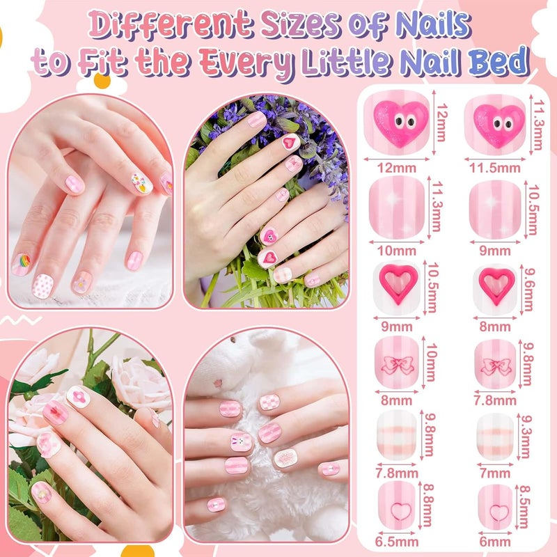 Thrilez Mini Press on Nails Short, Fake Short Nails Stick ons Cute 3D Acrylic Nail Set for Gifts - Image 5