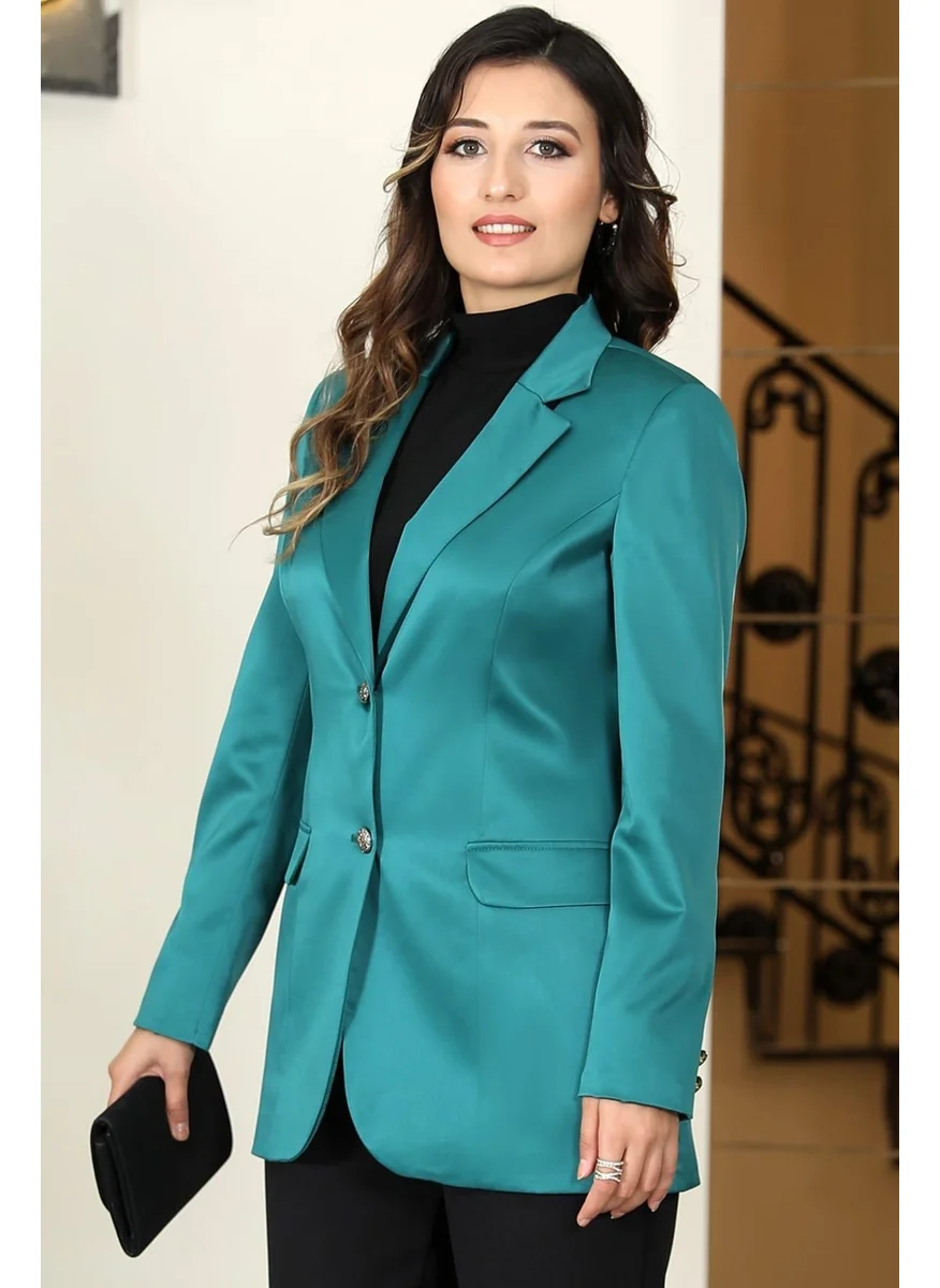 Esilanur Yaren Lined Satin Jacket Green