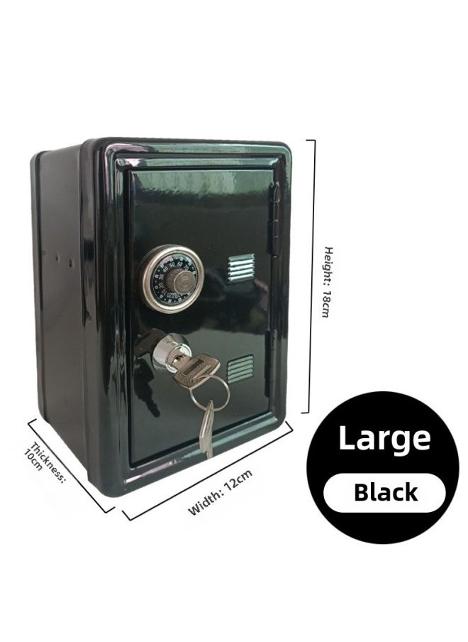 A Generation Of Mini Metal Safe Creative Savings Tank Key Safe Decoration Manufacturers Large-Color:18cm Black-Dimensions:18cm Coin  - Image 1