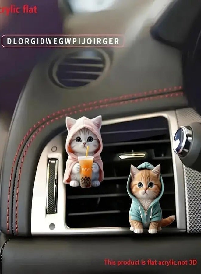 rocooart Set of 4 Cute Cat Car Air Vent Decoration Clamped Scent Holders - Freshen the Air with Pressed Scents - Car Interior Accessories for Driving Fun - Image 2