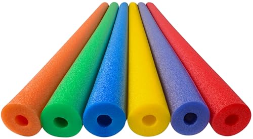 Play22 Pool Noodles Foam 6 Pack Soft Large Rainbow Foam Noodle Tube 6 Colors Bulk Swim Noodles MultiPurpose Floating Training Device Exercise Aid Craft Projects - Image 1