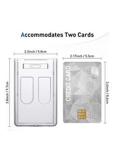 KASTWAVE Heavy-Duty Badge Holders Rigid Hard Plastic ID Access Vertical Badge Holder Dual 2 Sided ID Badge Holder Transparent Plastic Credit Card Protector ID Card Case(10 Pieces)  - Image 2
