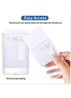 KASTWAVE Heavy-Duty Badge Holders Rigid Hard Plastic ID Access Vertical Badge Holder Dual 2 Sided ID Badge Holder Transparent Plastic Credit Card Protector ID Card Case(10 Pieces)  - Image 4