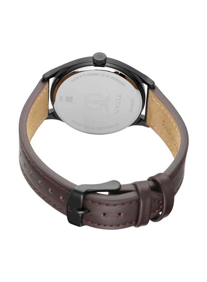 تيتان ساعة Workwear بمينا سوداء وحزام جلدي بني 1802NL01 - Image 2