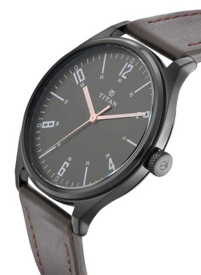 تيتان ساعة Workwear بمينا سوداء وحزام جلدي بني 1802NL01 - Image 3