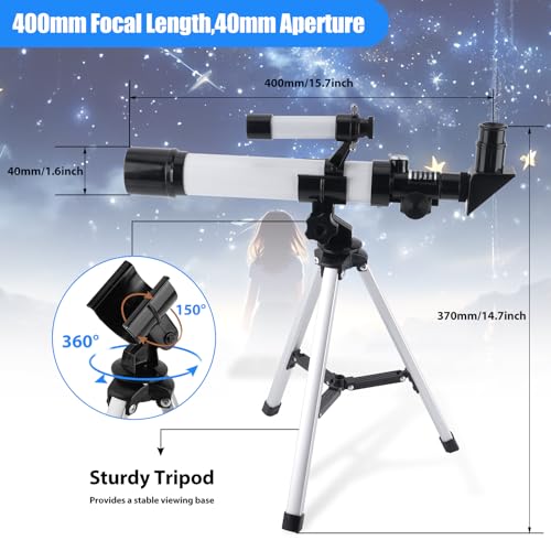 BESIMLI Telescope for Kids & Beginners 40mm Aperture 400mm AZ Mount Astronomical Refracting Telescope with Finder Scope Compass and Tripod - Image 4