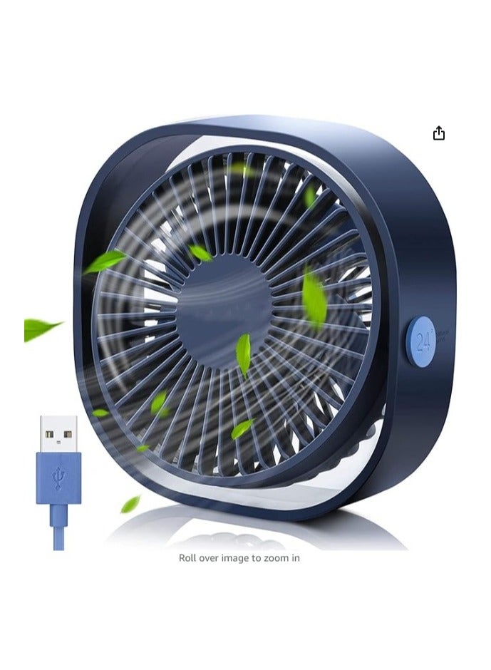 SmartDevil Small Personal USB Desk Fan,3 Speeds Control Adjustable  Portable Desktop Table Cooling Fan Powered by USB,Strong Wind,Quiet Operation,for Home Office Car Outdoor Travel (Blue) - Image 1