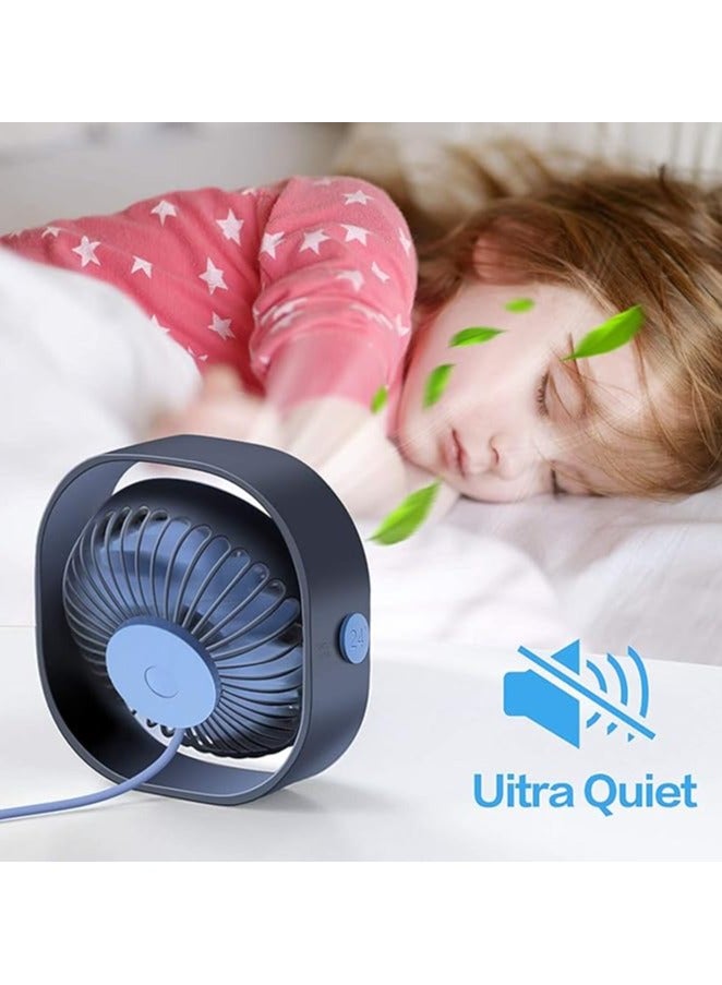 SmartDevil Small Personal USB Desk Fan,3 Speeds Control Adjustable  Portable Desktop Table Cooling Fan Powered by USB,Strong Wind,Quiet Operation,for Home Office Car Outdoor Travel (Blue) - Image 2