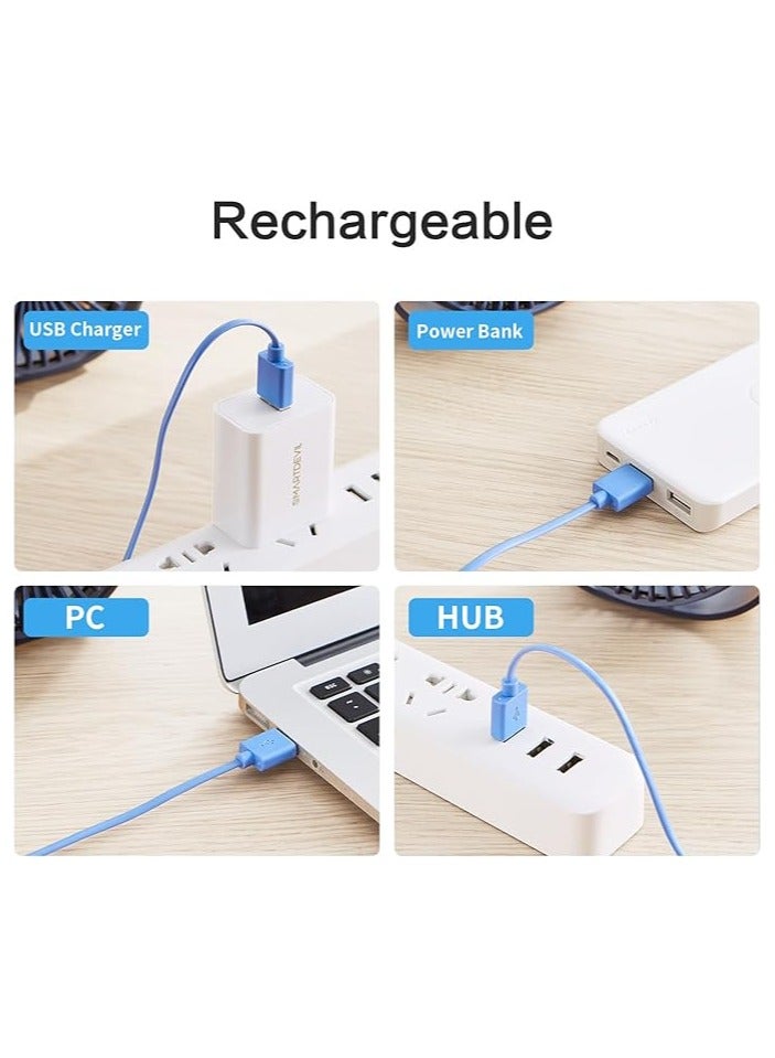 SmartDevil Small Personal USB Desk Fan,3 Speeds Control Adjustable  Portable Desktop Table Cooling Fan Powered by USB,Strong Wind,Quiet Operation,for Home Office Car Outdoor Travel (Blue) - Image 3