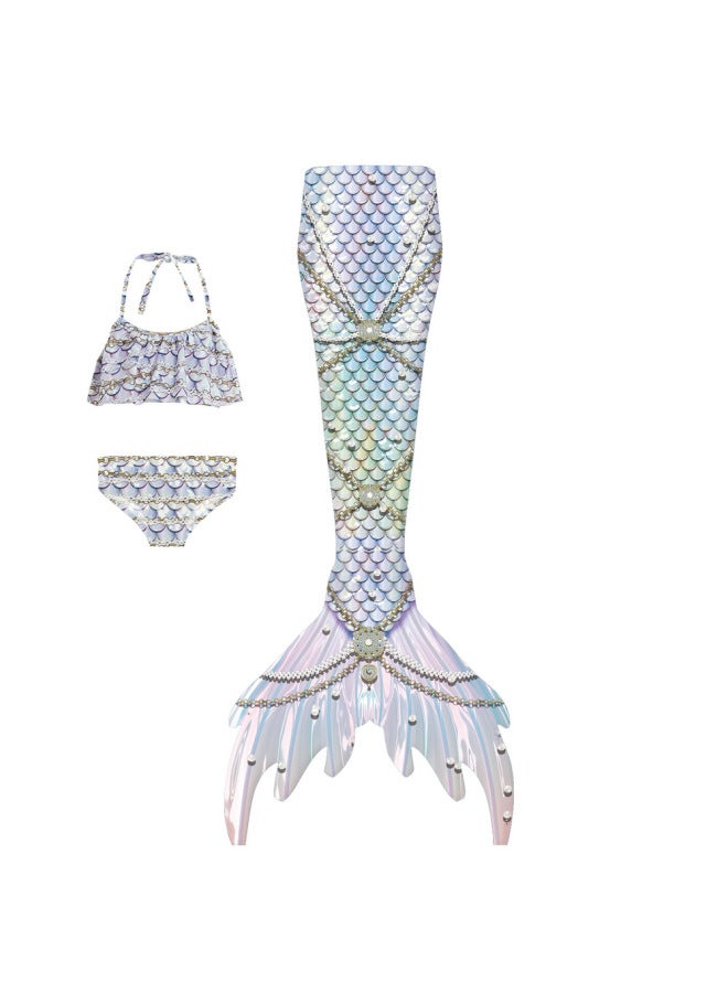 إسكدنيا ملابس سباحة صيفية للكبار لعام 2023، بدلة سباحة حورية البحر للفتيات، بدلة حورية البحر، بدلة أداء حورية البحر، لون الذيل: E438، مجموعة من ثلاث قطع، - Image 1