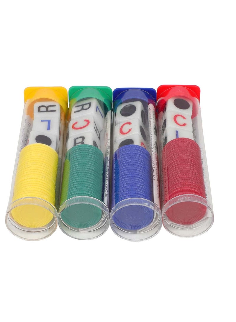 Interactive LCR Game Dice Set with 4 Colorful Tubes and Plastic Counters for Family Fun and Classic Dice Games for All Ages - Image 2