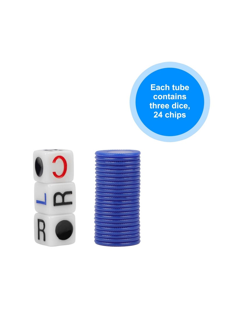 Interactive LCR Game Dice Set with 4 Colorful Tubes and Plastic Counters for Family Fun and Classic Dice Games for All Ages - Image 5