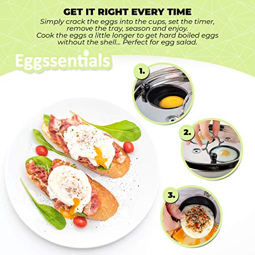 Eggssentials Egg Poacher Pan Nonstick Coating - Poached Egg Cooker, Stainless Steel Egg Poaching Pan PFOA Free with Spatula, Poached Egg Maker, Egg Poachers Cookware - Image 4