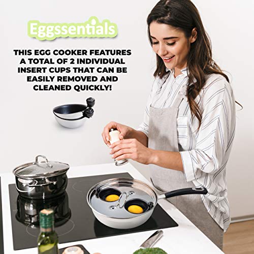 Eggssentials Egg Poacher Pan Nonstick Coating - Poached Egg Cooker, Stainless Steel Egg Poaching Pan PFOA Free with Spatula, Poached Egg Maker, Egg Poachers Cookware - Image 3