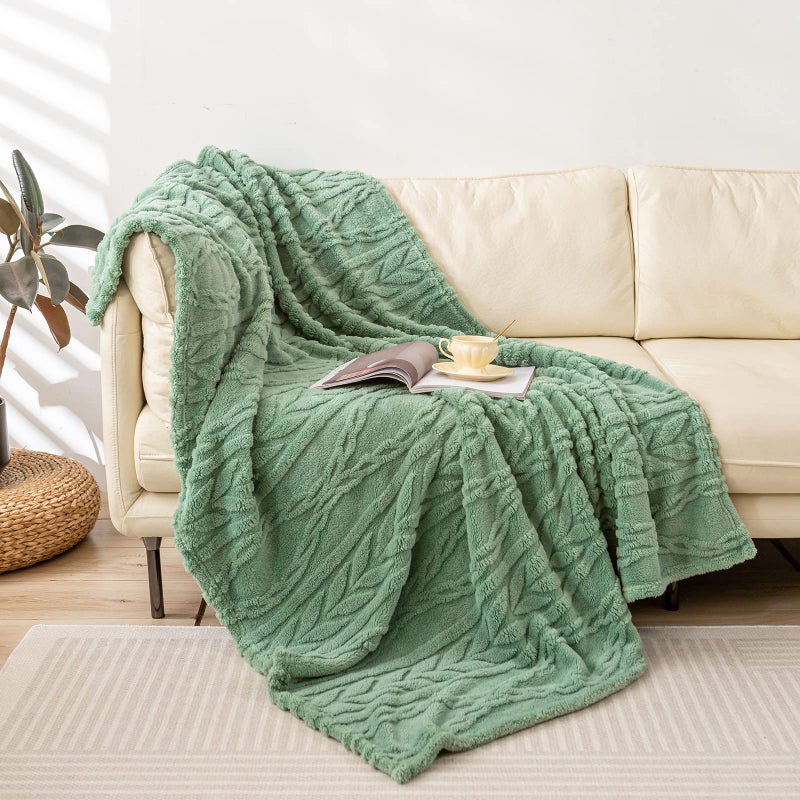 YUSOKI Sherpa Throw Blanket3D Stylish Design Super Soft Fuzzy Cozy Warm Blanket Thick Plush Fluffy Furry Blankets for Teen Girls Women Couch Bed Sofa Chair Men Boys GiftSage Green50x65