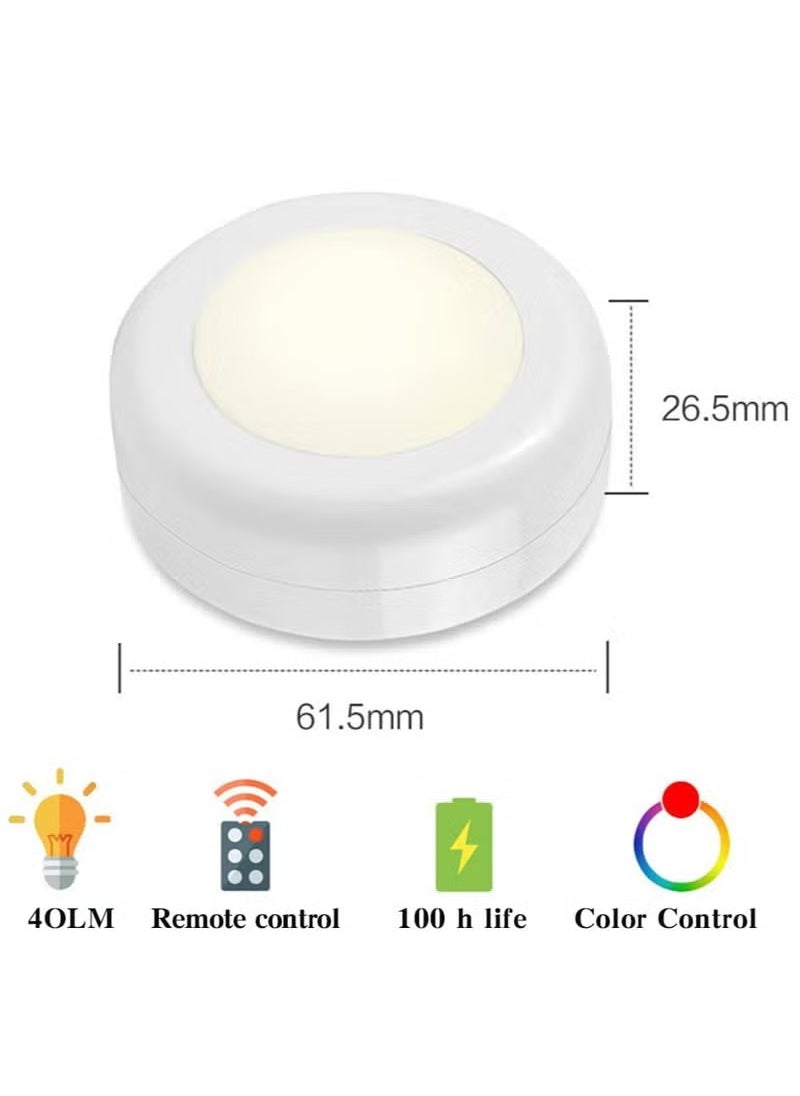 MIXDE - Wireless Under Cabinet Lights with Remote 3 Pack – 16 LED Colour Changing Under Cabinet Touch Control, Battery Operated, Kitchen Lights with Adjustable Brightness, Under Counter Push Lights - Image 1