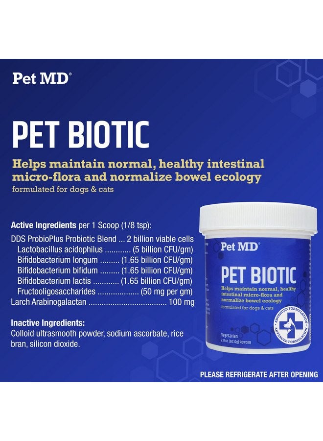بيت إم دي Pet MD Biotic Probiotics for Dogs & Cats - مسحوق البريبايوتيك والألياف والبروبيوتيك - تخفيف الغازات والإمساك ومضاد الإسهال - توازن البكتيريا الهضمية واستعادة صحة الأمعاء للكلاب والقطط - 2.12 أونصة - Image 5