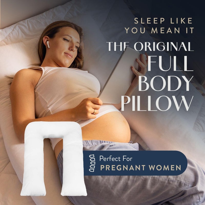 Digital Decor Premium Full Body Maternity Pillow US Made Hypoallergenic 100 Cotton U Shaped Pregnancy Pillow for Side Sleepers 35 x 65 - Image 3