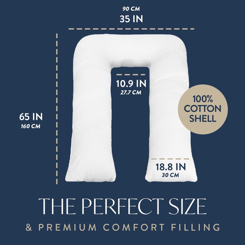 Digital Decor Premium Full Body Maternity Pillow US Made Hypoallergenic 100 Cotton U Shaped Pregnancy Pillow for Side Sleepers 35 x 65 - Image 2