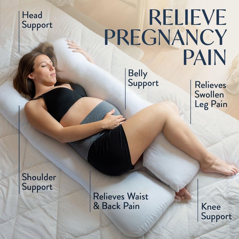 Digital Decor Premium Full Body Maternity Pillow US Made Hypoallergenic 100 Cotton U Shaped Pregnancy Pillow for Side Sleepers 35 x 65 - Image 4