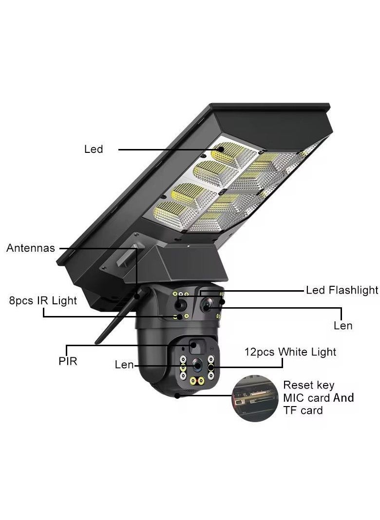 ELTRAZONE 8MP Solar Streetlight with Dual Lens Security Camera – 4G Smart Outdoor Surveillance Light with HD 3MP Night Vision, Motion Tracking, IP65 Waterproof Design, Voice Intercom & Remote App Control – Ideal for Parking Areas, Streets & Building Exteriors  - Image 3