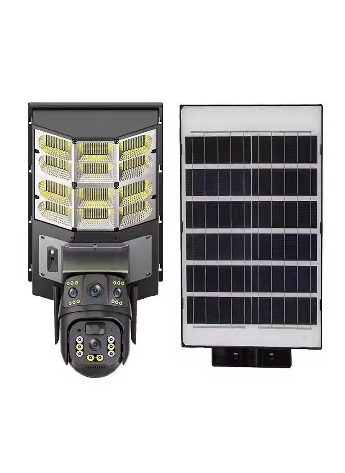 ELTRAZONE 8MP Solar Streetlight with Dual Lens Security Camera – 4G Smart Outdoor Surveillance Light with HD 3MP Night Vision, Motion Tracking, IP65 Waterproof Design, Voice Intercom & Remote App Control – Ideal for Parking Areas, Streets & Building Exteriors  - Image 1