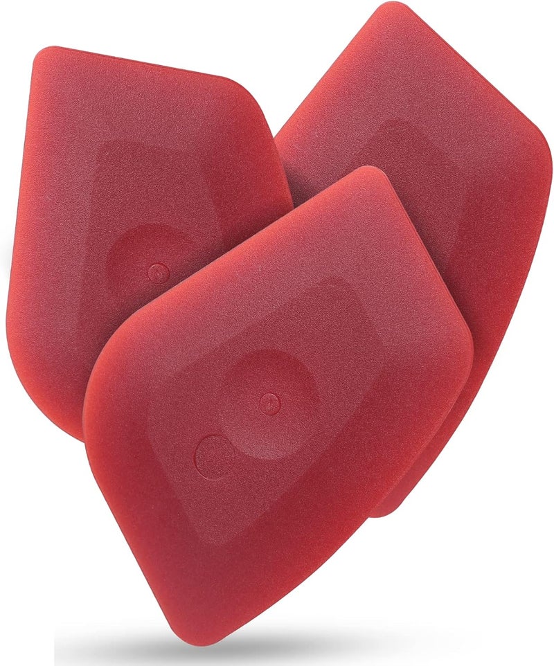 Azureblue Pan Scraper Dish Scraper Food Scraper Tool Plastic Pot Scraper Kitchen Scraper Grease Scraper Cast Iron Skillet Pan Scraper Tool for Cleaning (3 Pcs, Red) - Image 1