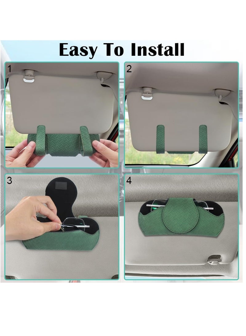 Car Visor Sunglasses Holder 2 Pcs Leather Eyeglass Organizer with Clips for Automotive Interior Accessories - Image 5