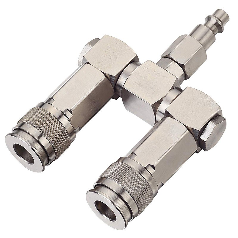 FIXSMITH Air Hose Connector 2 Way Air Hose Splitter14 In NPT Air Compressor Accessories Fittings Swivel 360 Degrees Connectors