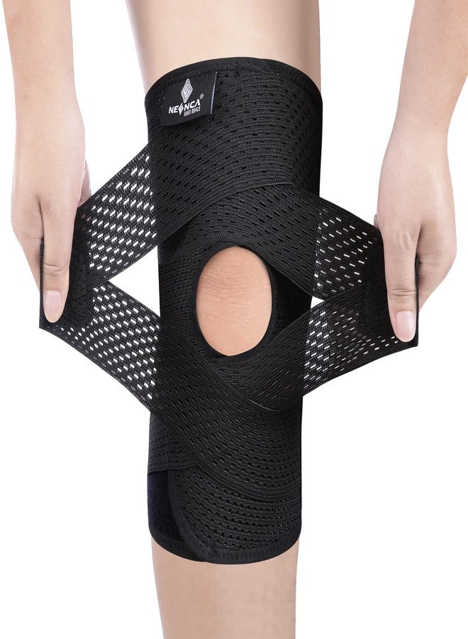 NEENCA Professional Knee Brace with Side Stabilizers, Compression Knee Support with Mesh Weave Tech, Knee Wrap with Ultra-Soft Bandage for Running, Workout, Hiking, All Sports - Image 1