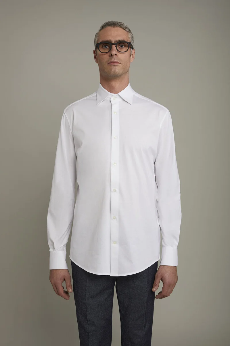 Doppelganger White Men's long-sleeved polo shirt with classic collar 100% piquet cotton regular fit - White for Men | Best Price UAE