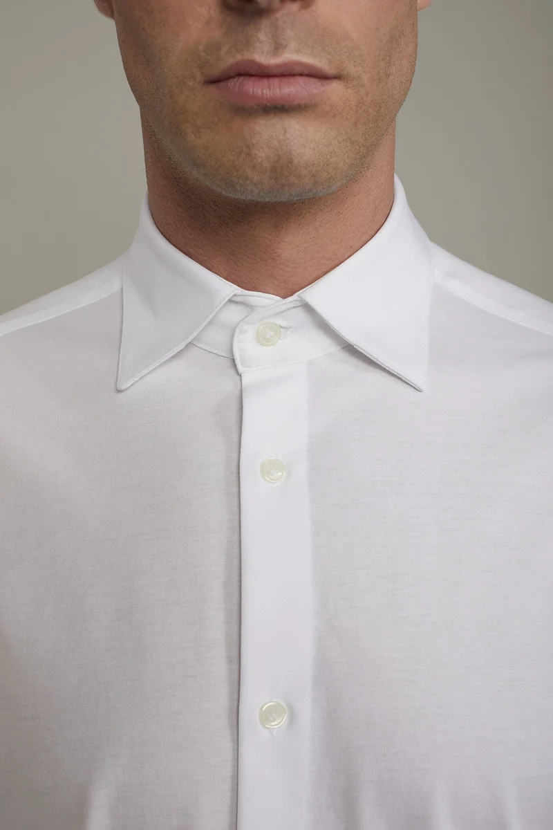 Doppelganger White Men's long-sleeved polo shirt with classic collar 100% piquet cotton regular fit - White for Men | Best Price UAE