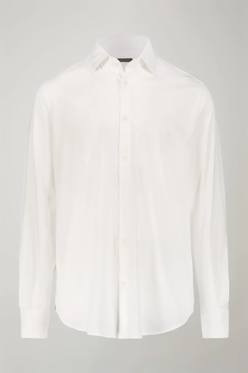 Doppelganger White Men's long-sleeved polo shirt with classic collar 100% piquet cotton regular fit - White for Men | Best Price UAE