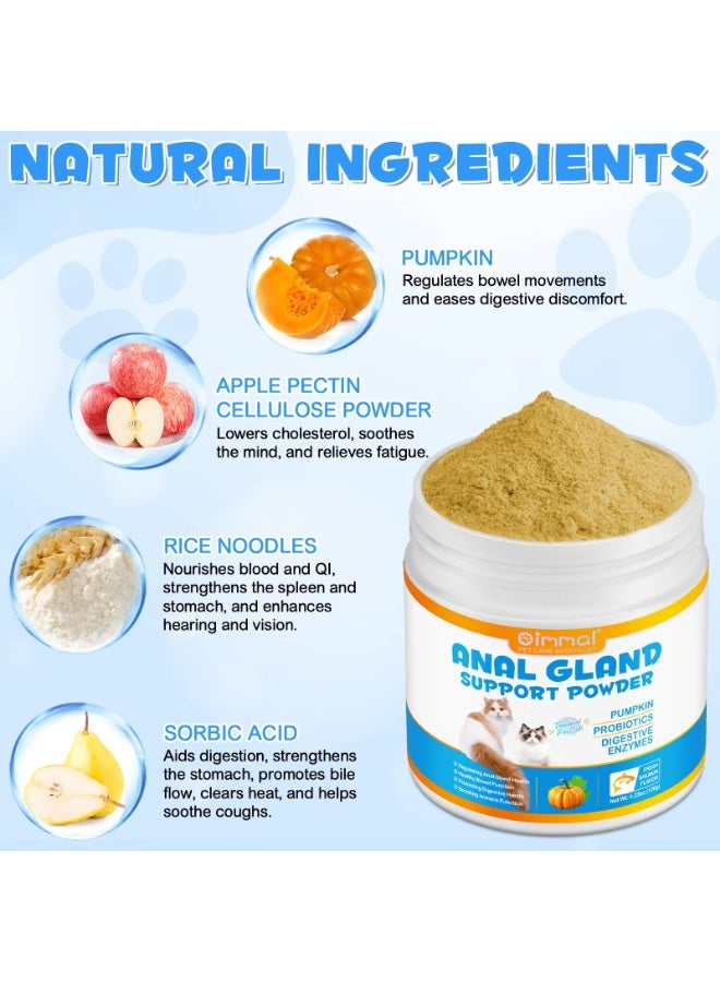 Oimmal 120 جرام مسحوق دعم الغدد الشرجية للقطط مع اليقطين والبروبيوتيك وإنزيمات الهضم يعزز وظيفة الأمعاء الصحية وصحة الغدد الشرجية بنكهة السلمون الطازج معزز مناعة القطط - Image 4