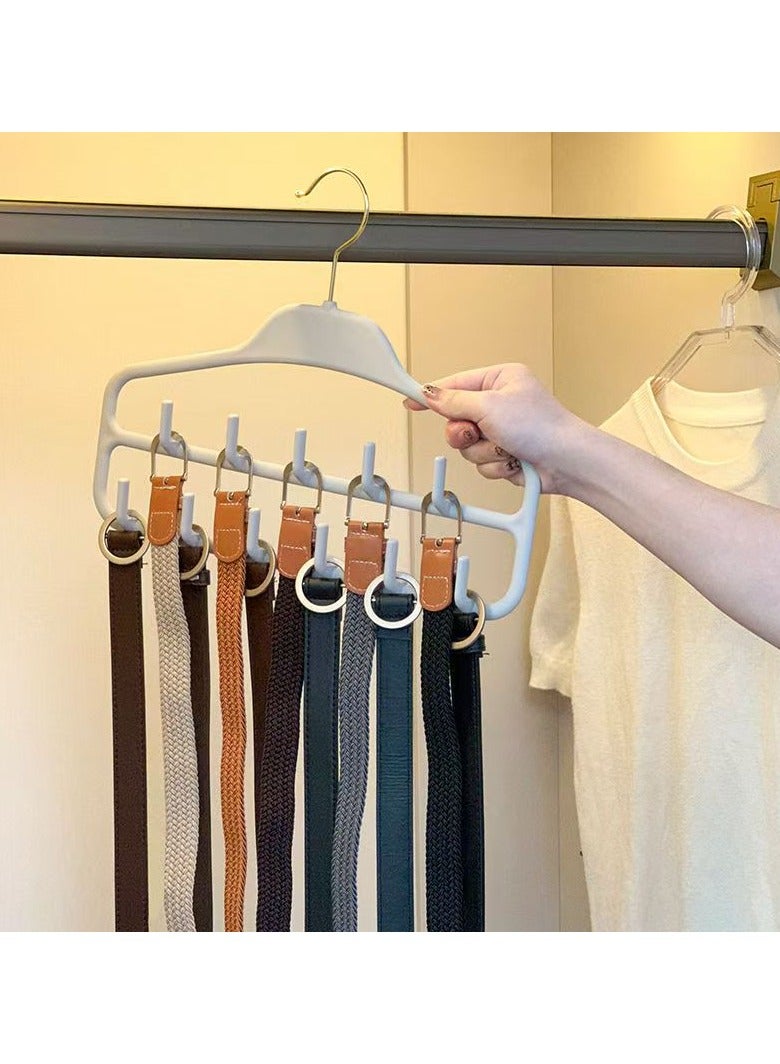 Anti slip multi hook hanger, 360 degree 10 hook space saving belt rack, multifunctional anti slip storage hanger, multi hook belt, tie, scarf, sock  - Image 1