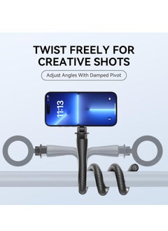 KASTWAVE Magnetic Flexible Phone Mount Clamp, Tripod Stand Stick Pole, Adjustable Gooseneck Tripod, Phone Holder Attach Stand Accessories Arm Mount, for Phones, Stroller Treadmill Tube Bike Motorcycle, Black  - Image 3